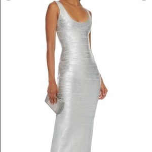 Silver Herve Leger Bandage Dress